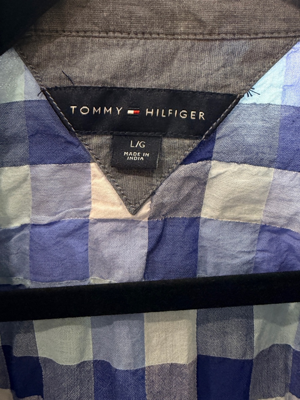 Tommy Hilfiger Navy and Light Blue Plaid Button-Down Shirt - Picture 4 of 4